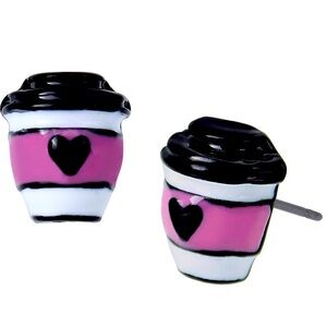 New New Betsey Johnson Betsey Coffee Cup Stud Earrings